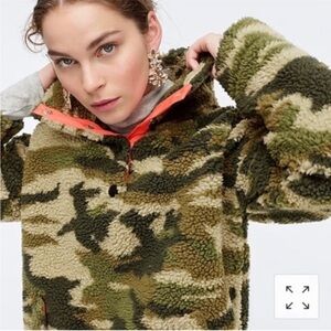 J. Crew Camouflage Sherpa Fleece Pullover, New